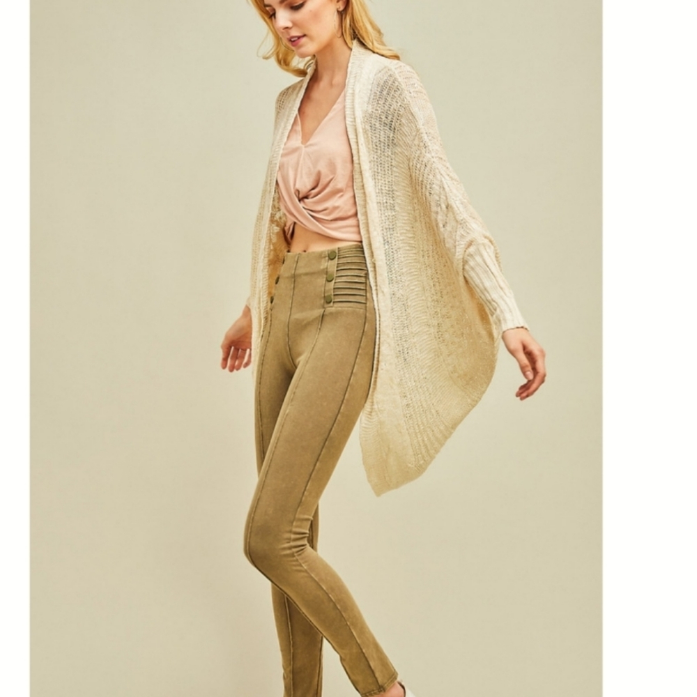 Olive color mineral washed pants   jeggings